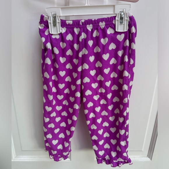 Simple Joys by Carter’s Girls 2T Purple & White Heart Fleece Pajama Pants - Picture 1 of 4